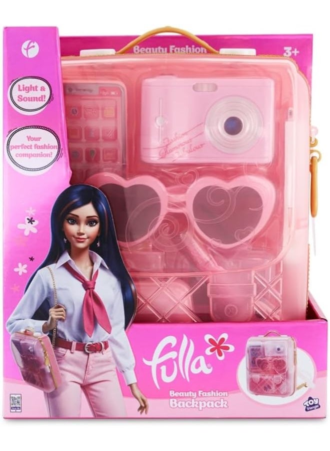 Fulla Beauty Fashion Backpack for Girls with Light-Up Camera & Phone, Lipstick, Glasses, Alarm, Wallet, Makeup Accessories & Cards, Pretend Play Set for Girls, Ages 3+ - Image 4